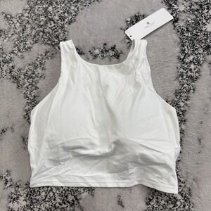 CRZ Yoga White Sports Bra Womens M 8-10 Seamless Wireless Athletic Workout NWT